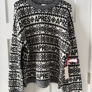 NWT Soft Cozy Apres Ski Sweater (Black + White | L)